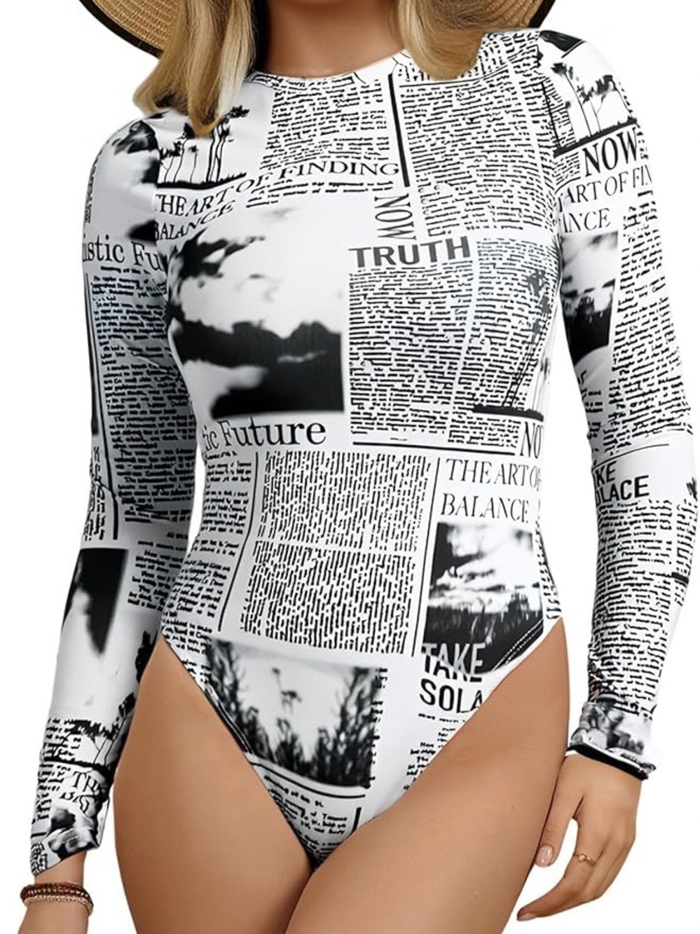 Graphic Print Stretch Bodysuit